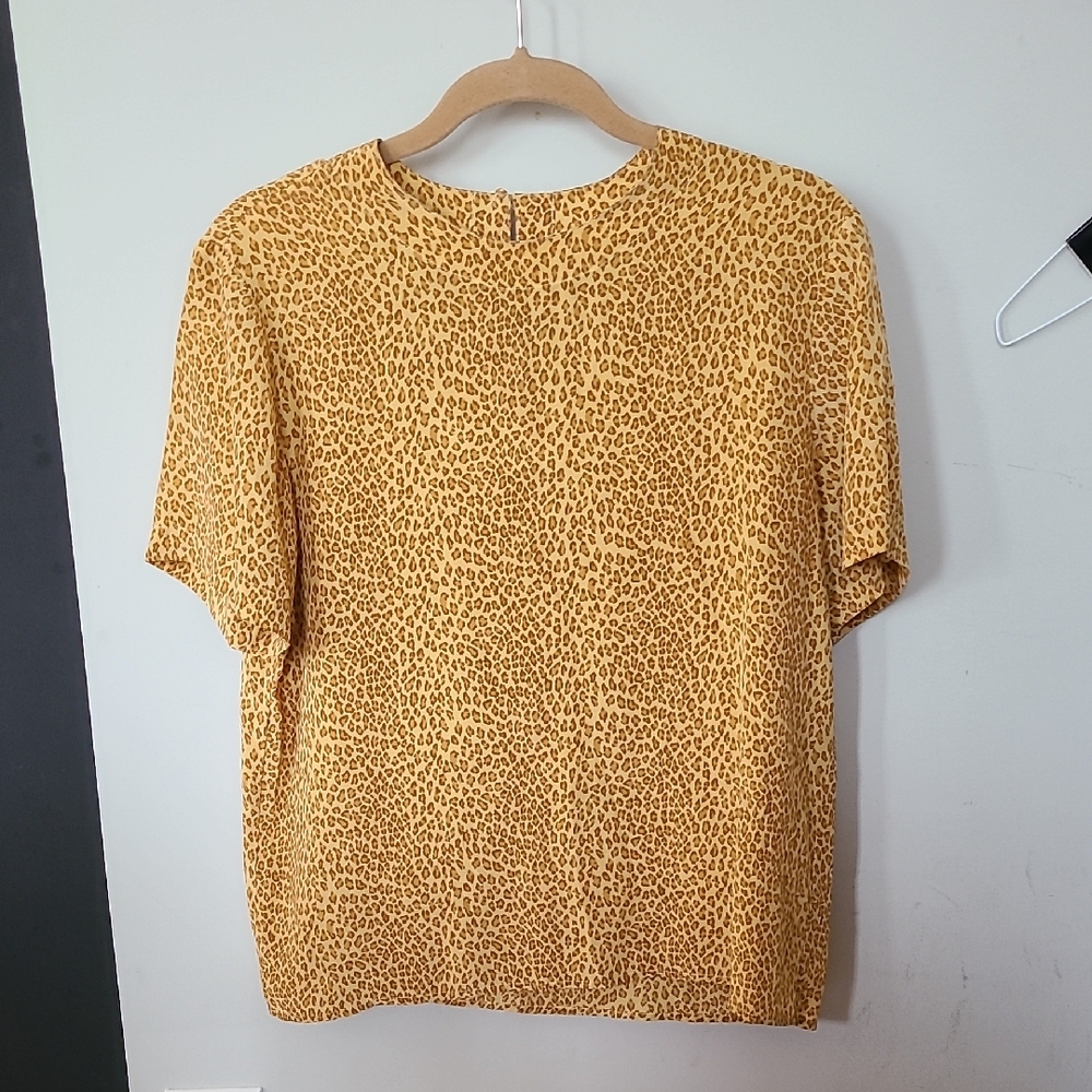 AlbantII 100% Silk Leopard Print Women's Blouse Size Medium